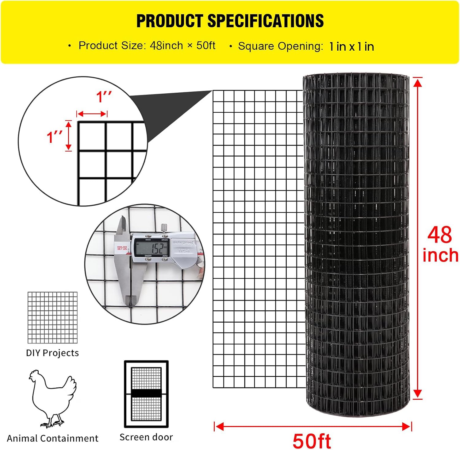48'' x 50' 1inch Hardware Clot - Home Improvement Fence 评论和价格