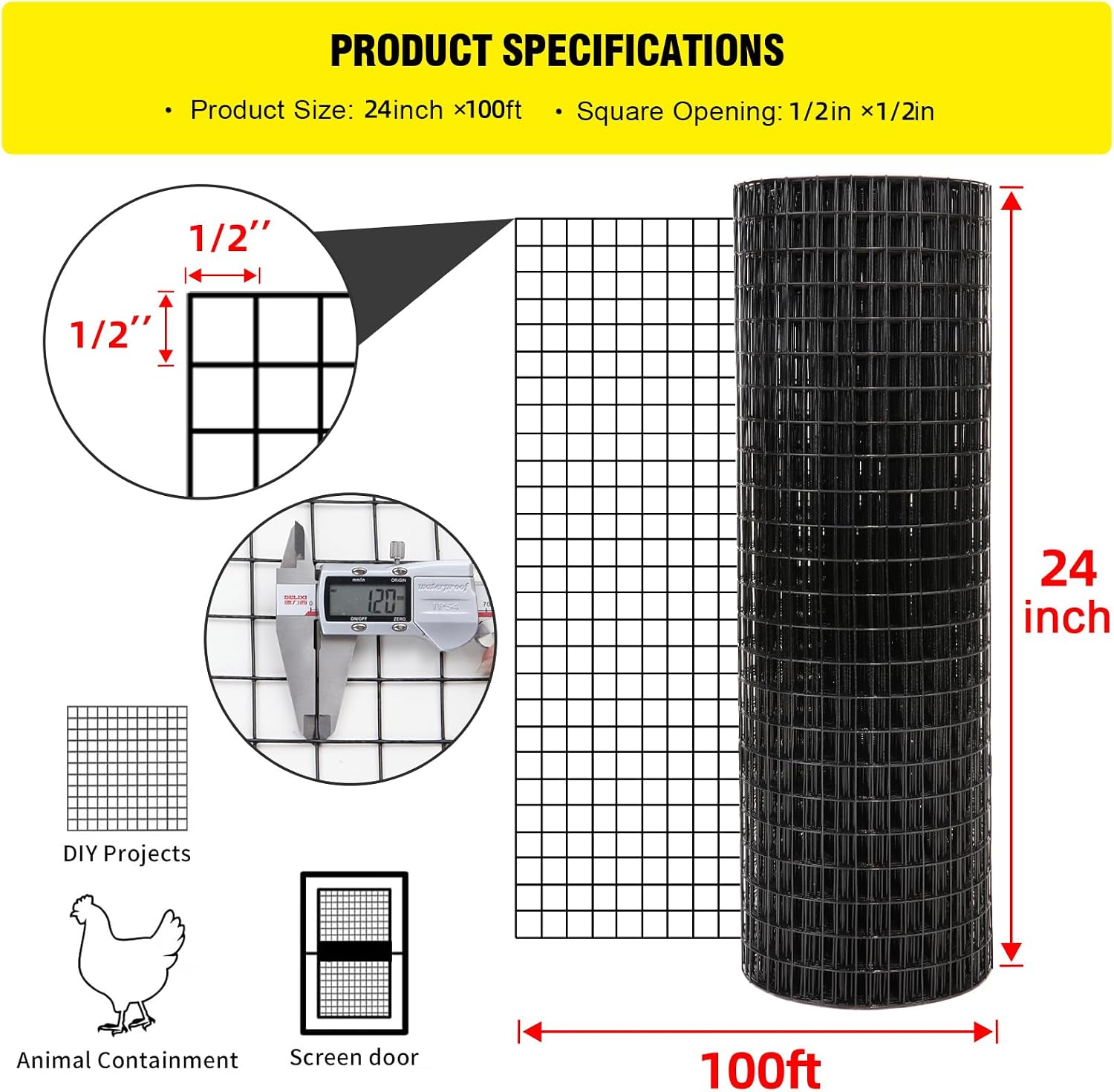 24'' x 100' 1/2inch Hardware C - Home Improvement Fence 评论和价格